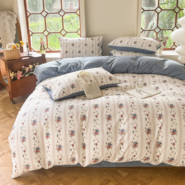 91家纺网 家纺一手货源 找家纺 上尚居 2023新款提花小竺棉碎花四件套 南法假日