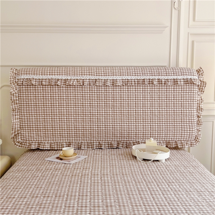 91家纺网 家纺一手货源 找家纺 十个点  2024新款色织水洗棉-韵格系列-床头罩 米小格