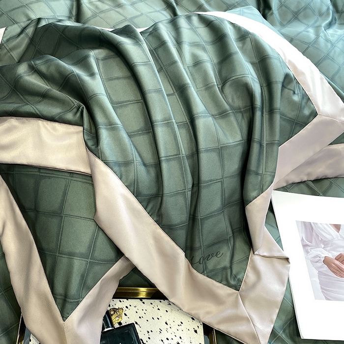 91家纺网 家纺一手货源 找家纺 优悦 2023新款轻奢磨毛印花系列四件套 恋爱日记-绿