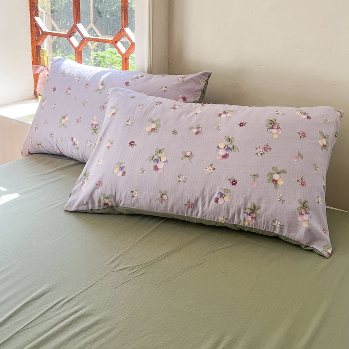 91家纺网 家纺一手货源 找家纺 上尚居 2023新款提花小竺棉碎花四件套 紫葡萄