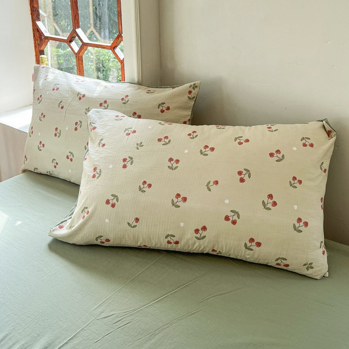 91家纺网 家纺一手货源 找家纺 上尚居 2023新款提花小竺棉碎花四件套 樱桃