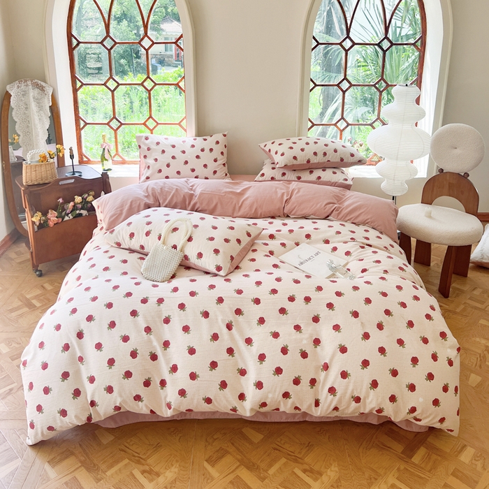 91家纺网 家纺一手货源 找家纺 上尚居 2023新款提花小竺棉碎花四件套 夜照蔷薇