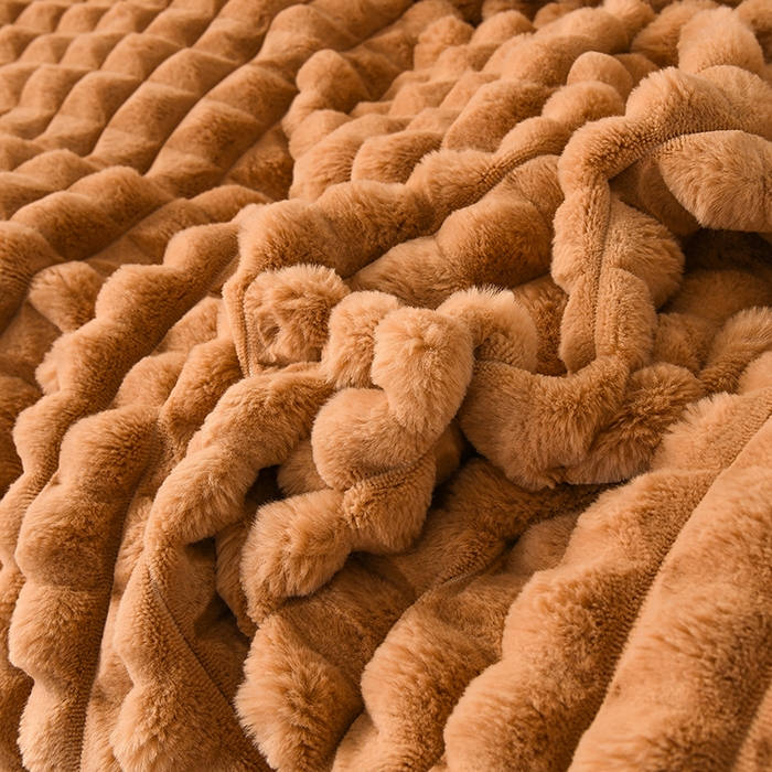 91家纺网 家纺一手货源 找家纺 爵仕家纺 2025新款高端皮草风格兔毛绒保暖四件套 摩卡