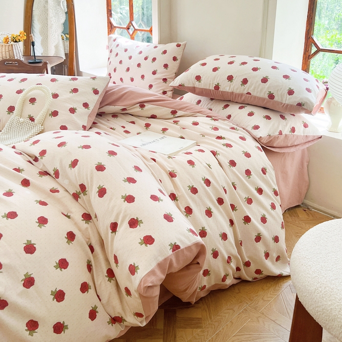 91家纺网 家纺一手货源 找家纺 上尚居 2023新款提花小竺棉碎花四件套 夜照蔷薇