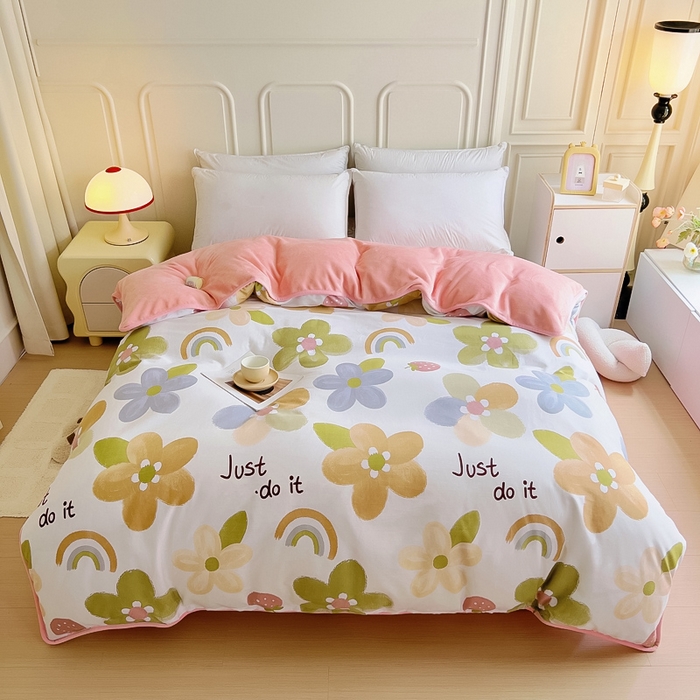 91家纺网 家纺一手货源 找家纺 琪琪阁 2023新款全棉加牛奶绒单被套 悠然