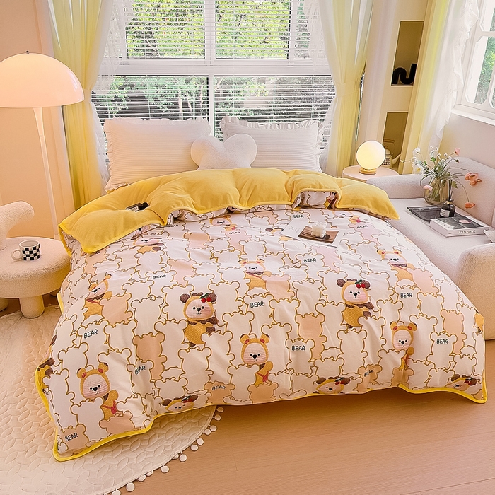 91家纺网 家纺一手货源 找家纺 琪琪阁 2023新款全棉加牛奶绒单被套 小可爱