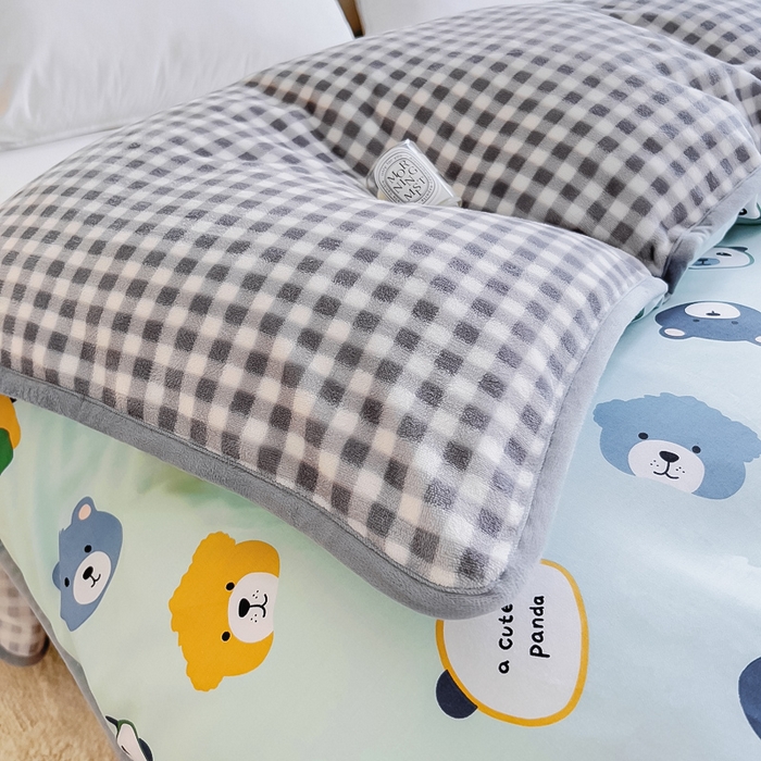 91家纺网 家纺一手货源 找家纺 琪琪阁 2023新款全棉加牛奶绒单被套 安迪小熊