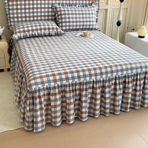 91家纺网 家纺一手货源 找家纺 十个点  2024新款色织水洗棉-韵格系列-床头罩 七彩格兰