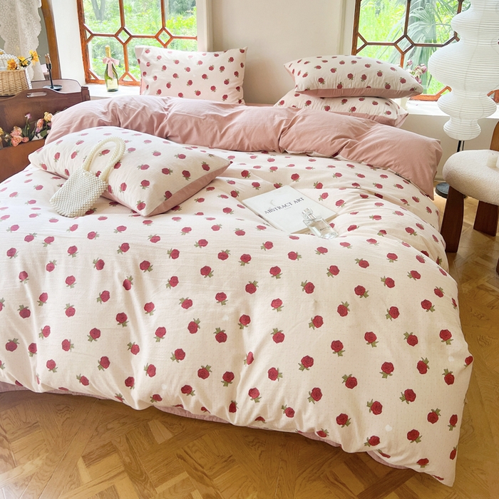 91家纺网 家纺一手货源 找家纺 上尚居 2023新款提花小竺棉碎花四件套 夜照蔷薇