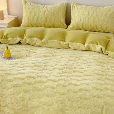 91家纺网 家纺一手货源 找家纺 （总）珺柔2023款兔绒纯色双拼四件套