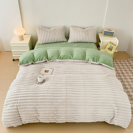 91家纺网 家纺一手货源 找家纺 （总）珺柔2023款兔绒纯色双拼四件套