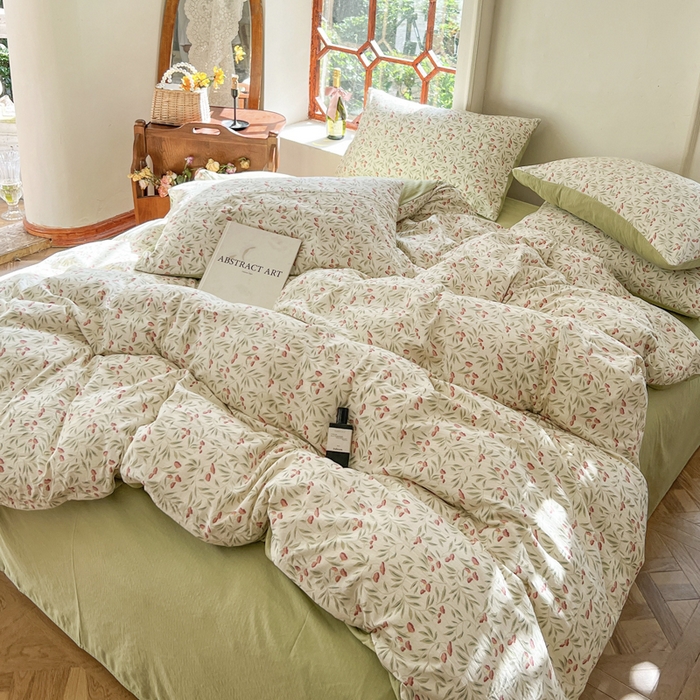 91家纺网 家纺一手货源 找家纺 上尚居 2023新款提花小竺棉碎花四件套 清欢