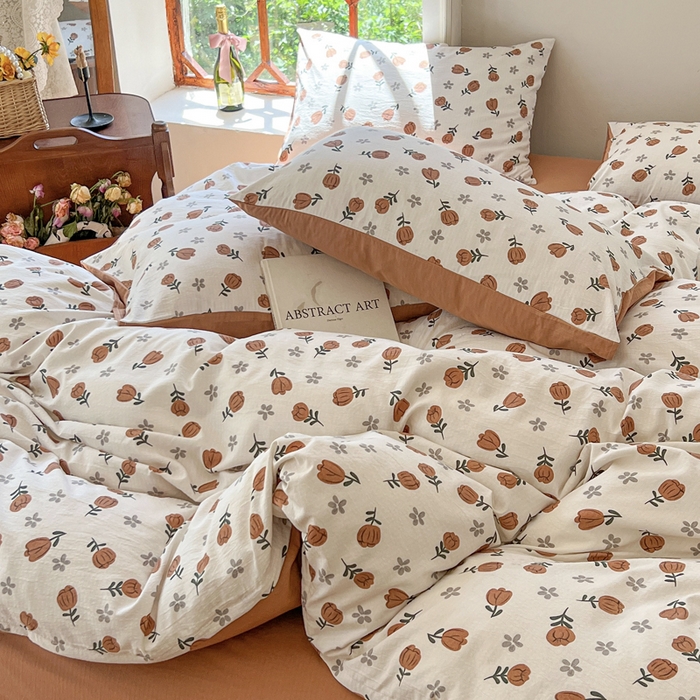 91家纺网 家纺一手货源 找家纺 上尚居 2023新款提花小竺棉碎花四件套 暖阳日照