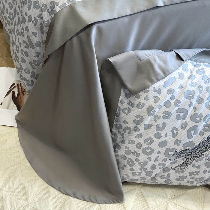 91家纺网 家纺一手货源 找家纺 优悦 2023新款轻奢磨毛印花系列四件套 轻奢豹纹-白