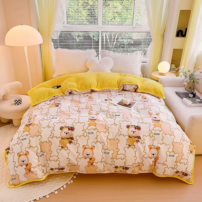 91家纺网 家纺一手货源 找家纺 琪琪阁 2023新款全棉加牛奶绒单被套 小可爱