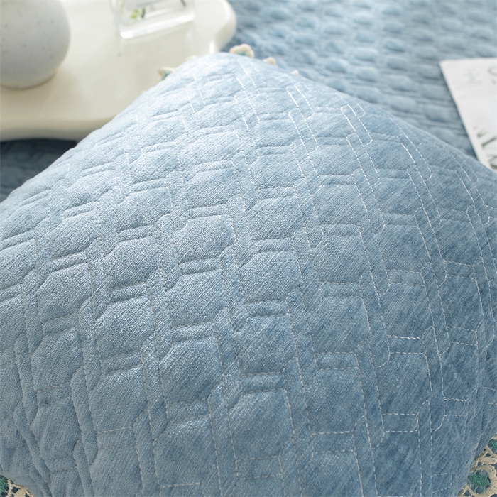 91家纺网 家纺一手货源 找家纺 共鸣沙发垫2023新款5cm厚50D雪尼尔花边款可拆洗 5cm海绵飘窗垫雪尼尔蓝灰