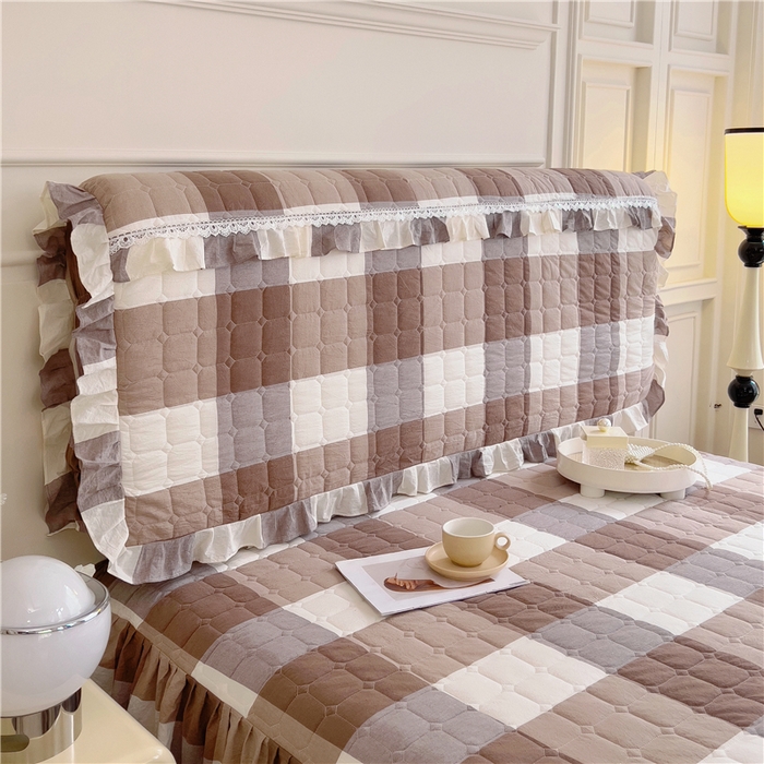 91家纺网 家纺一手货源 找家纺 十个点  2024新款色织水洗棉-韵格系列-床头罩 咖大格