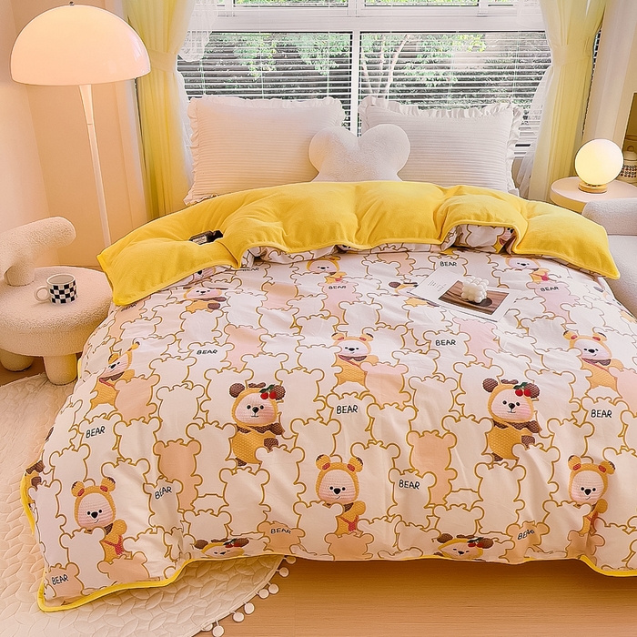 91家纺网 家纺一手货源 找家纺 琪琪阁 2023新款全棉加牛奶绒单被套 小可爱