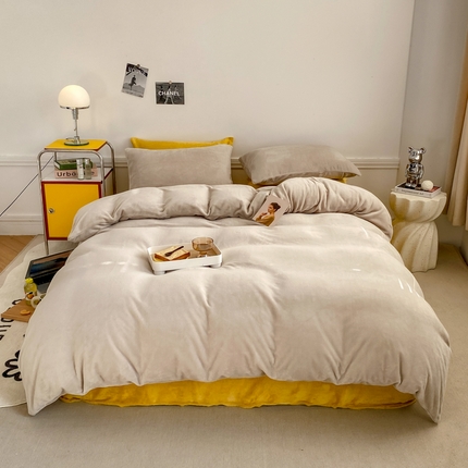 91家纺网 家纺一手货源 找家纺 （总）源舍家纺 2023新款爆款推荐牛奶绒素色双拼四件套单被套