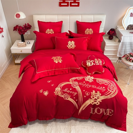 91家纺网 家纺一手货源 找家纺 （总）甜咪咪 2023新款纯棉40S小红书推荐热款婚庆四件套多件套