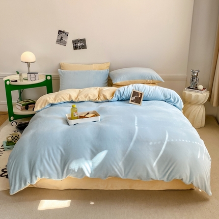 91家纺网 家纺一手货源 找家纺 （总）源舍家纺 2023新款爆款推荐牛奶绒素色双拼四件套单被套