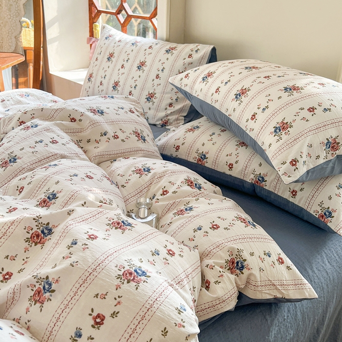 91家纺网 家纺一手货源 找家纺 上尚居 2023新款提花小竺棉碎花四件套 南法假日