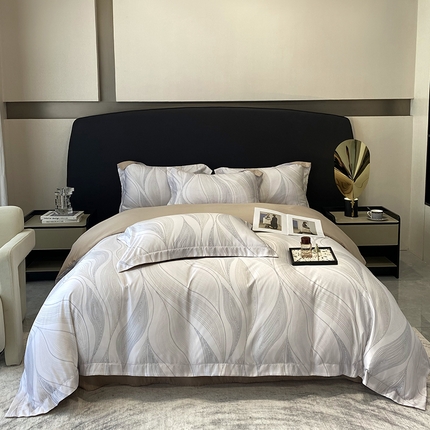 91家纺网 家纺一手货源 找家纺 优悦 2023新款轻奢磨毛印花系列四件套 马克波点-米色