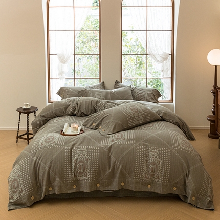 91家纺网 家纺一手货源 找家纺 （总）栩裕纺织 2023新款全棉60支双层纱色织大提花系列四件套