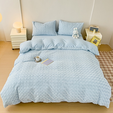 91家纺网 家纺一手货源 找家纺 （总）珺柔2023款兔绒纯色双拼四件套