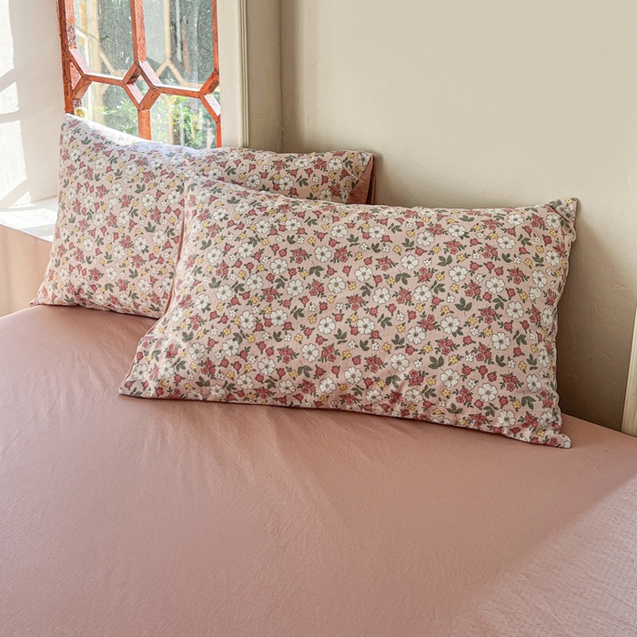 91家纺网 家纺一手货源 找家纺 上尚居 2023新款提花小竺棉碎花四件套 粉黛