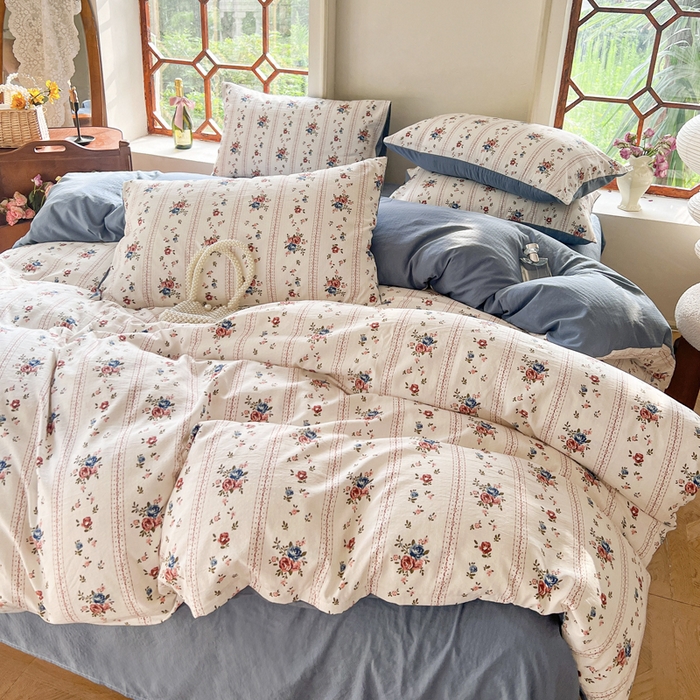 91家纺网 家纺一手货源 找家纺 上尚居 2023新款提花小竺棉碎花四件套 南法假日