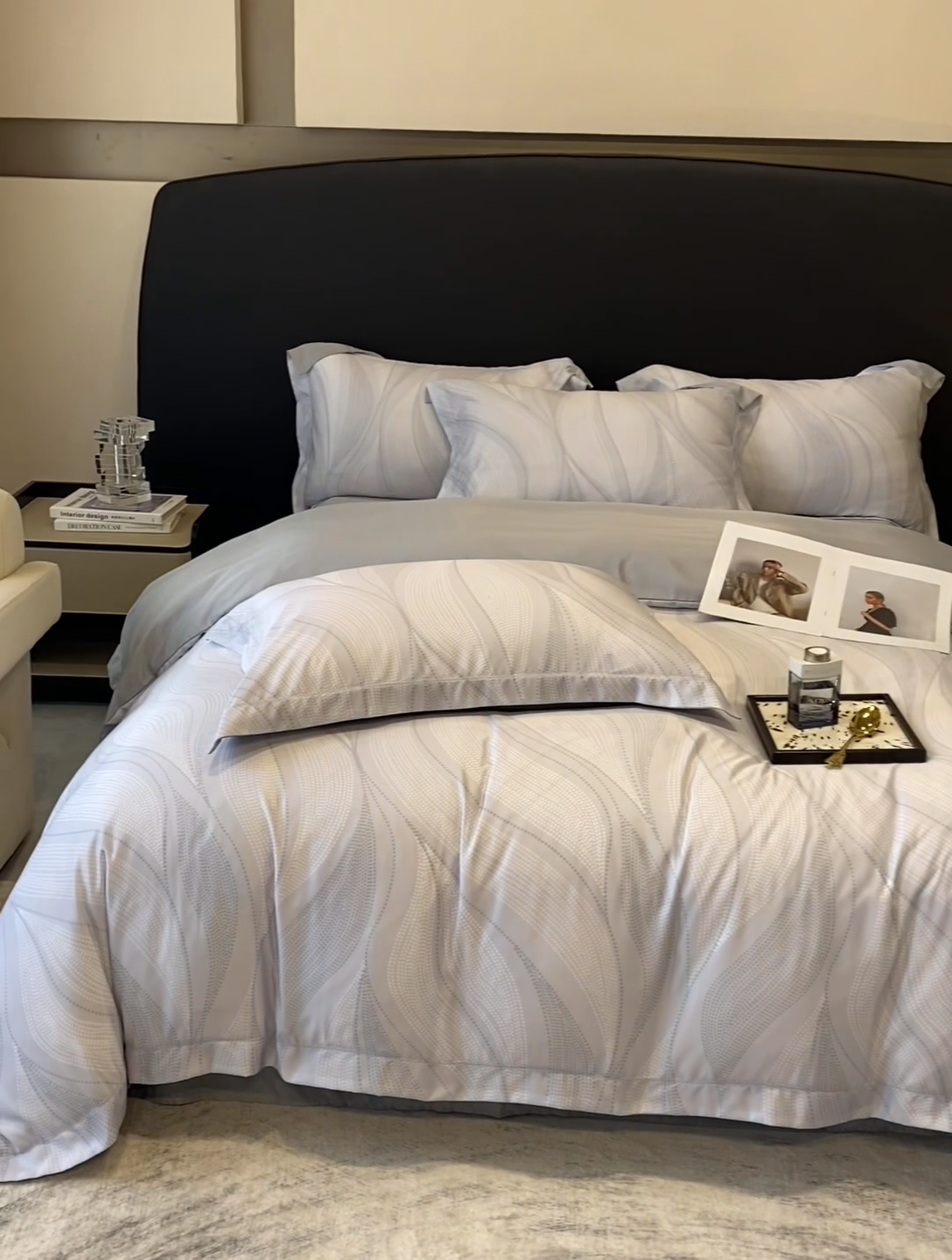 91家纺网 家纺一手货源 找家纺 优悦 2023新款轻奢磨毛印花系列四件套 马克波点-白