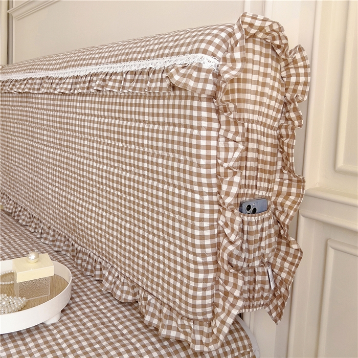 91家纺网 家纺一手货源 找家纺 十个点  2024新款色织水洗棉-韵格系列-床头罩 米小格