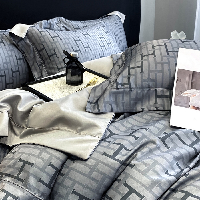 91家纺网 家纺一手货源 找家纺 优悦 2023新款轻奢磨毛印花系列四件套 时尚格调-灰