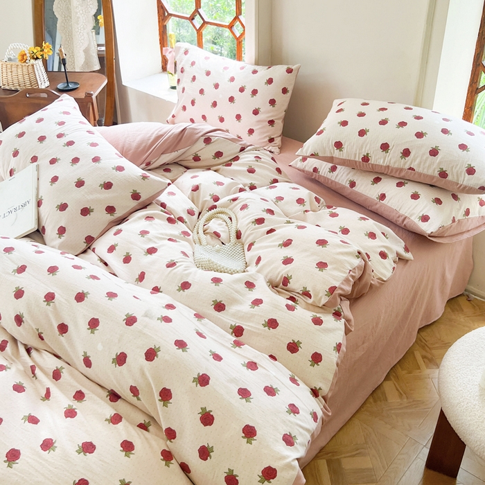 91家纺网 家纺一手货源 找家纺 上尚居 2023新款提花小竺棉碎花四件套 夜照蔷薇