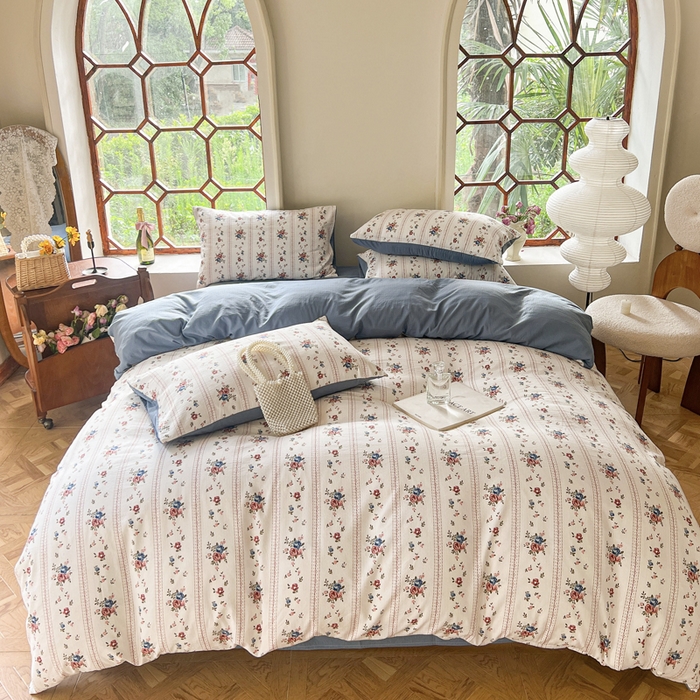 91家纺网 家纺一手货源 找家纺 上尚居 2023新款提花小竺棉碎花四件套 南法假日