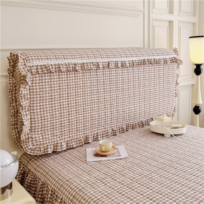 91家纺网 家纺一手货源 找家纺 十个点  2024新款色织水洗棉-韵格系列-床头罩 米小格