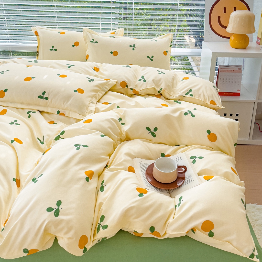 91家纺网 家纺一手货源 找家纺 新款水洗磨毛印花四件套(8月新增花型) 可爱桔