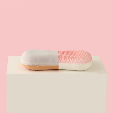 爱来伊家纺 2023新款凉感枕TPE果胶羽丝枕夏季枕芯猫肚皮释压枕头枕芯 冰丝灰枕套