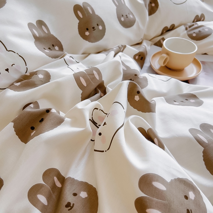 91家纺网 家纺一手货源 找家纺 琪琪阁 2023新款全棉加牛奶绒单被套 萌萌兔