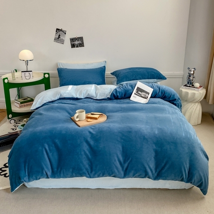 91家纺网 家纺一手货源 找家纺 （总）源舍家纺 2023新款爆款推荐牛奶绒素色双拼四件套单被套