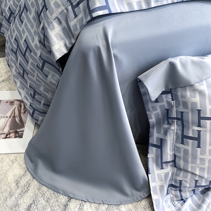 91家纺网 家纺一手货源 找家纺 优悦 2023新款轻奢磨毛印花系列四件套 时尚格调-银白