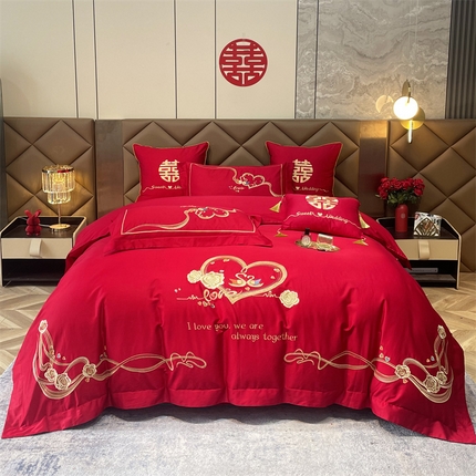 91家纺网 家纺一手货源 找家纺 （总）甜咪咪 2023新款纯棉40S小红书推荐热款婚庆四件套多件套