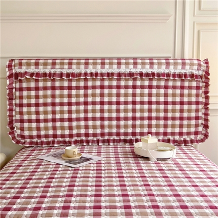 十个点  2024新款色织水洗棉-韵格系列-床头罩 七彩格红