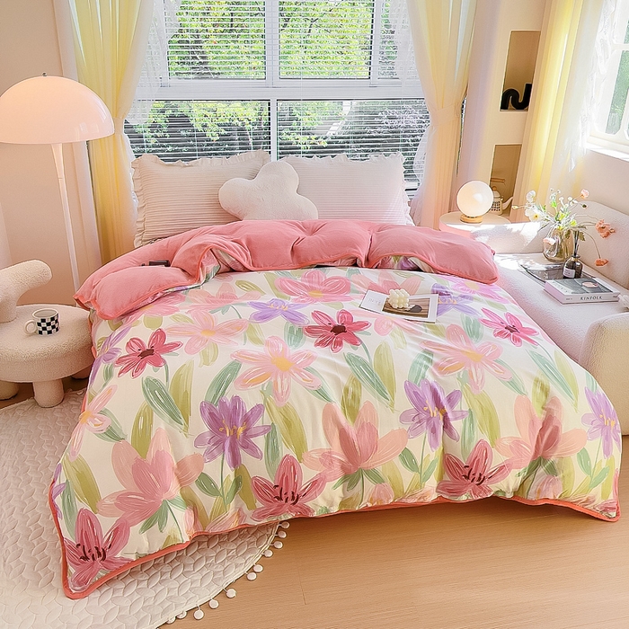 91家纺网 家纺一手货源 找家纺 琪琪阁 2023新款全棉加牛奶绒单被套 雅蔓