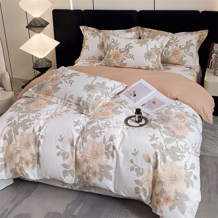 91家纺网 家纺一手货源 找家纺 宝齐莱家纺 2023新款全棉磨毛四件套 春暖花开-白