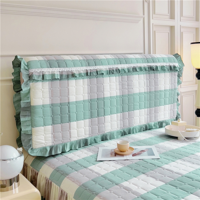 91家纺网 家纺一手货源 找家纺 十个点  2024新款色织水洗棉-韵格系列-床头罩 浅蓝大格