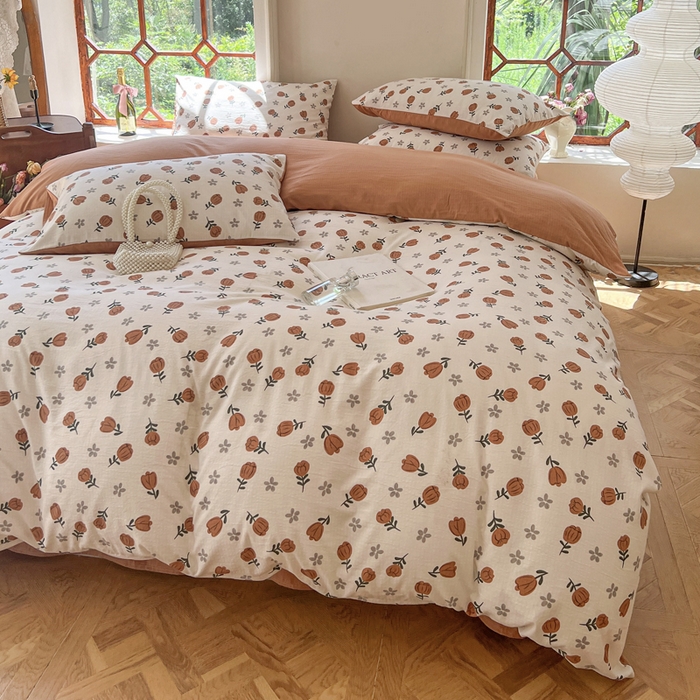 91家纺网 家纺一手货源 找家纺 上尚居 2023新款提花小竺棉碎花四件套 暖阳日照