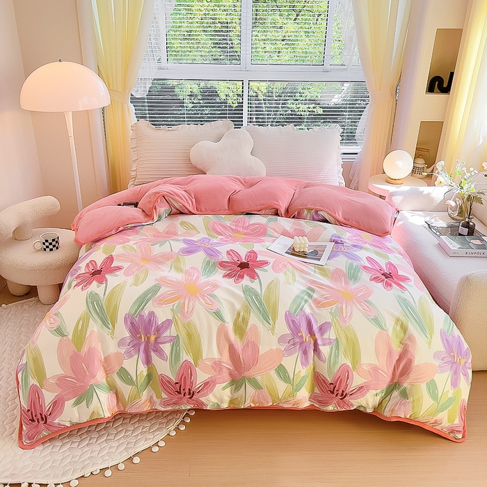 91家纺网 家纺一手货源 找家纺 琪琪阁 2023新款全棉加牛奶绒单被套 雅蔓