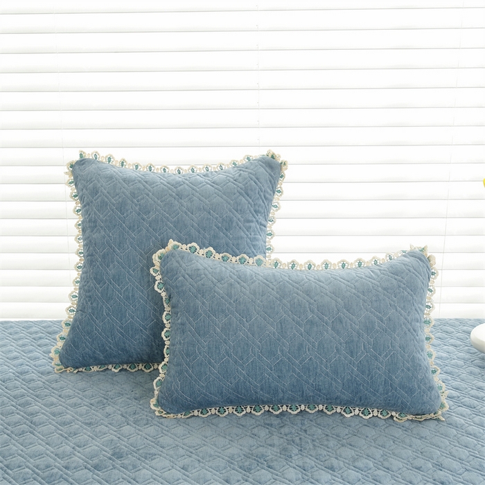 91家纺网 家纺一手货源 找家纺 共鸣沙发垫2023新款5cm厚50D雪尼尔花边款可拆洗 5cm海绵飘窗垫雪尼尔蓝灰